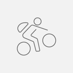 Image showing Man riding bike line icon.