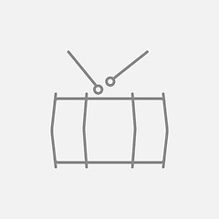 Image showing Drum with sticks line icon.