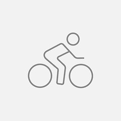 Image showing Man riding  bike line icon.