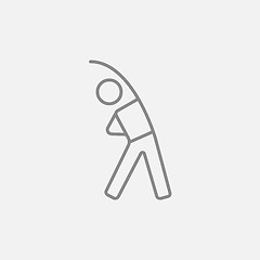 Image showing Man making exercises line icon.