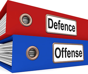 Image showing Defence Offense Folders Mean Protect And Attack