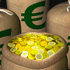 Image showing Bags Of Coins Showing European Earnings