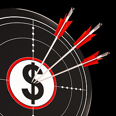 Image showing Dollar Target Shows Success, Wealth And Income