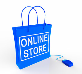 Image showing Online Store Bag Represents Internet Commerce and Selling