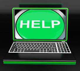 Image showing Help On Laptop Shows Helping Customer Service Helpdesk Or Suppor