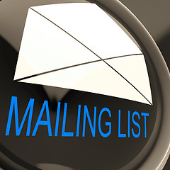 Image showing Mailing List Envelope Means Contacts Or Email Database