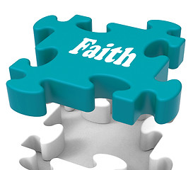 Image showing Faith Jigsaw Shows Believing Religious Belief Or Trust