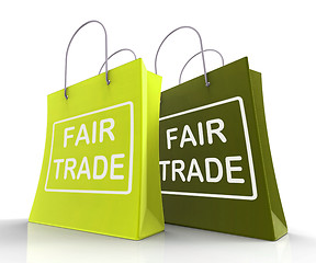 Image showing Fair Trade Bag Represents Equal Deals and Exchange