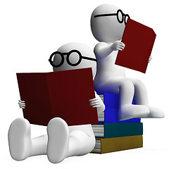 Image showing Students Reading Books Showing Academic