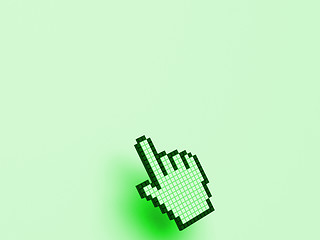 Image showing Cursor Hand On Green Background Shows Blank Copyspace Website