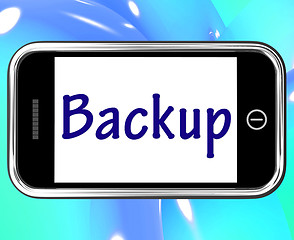 Image showing Backup Smartphone Shows Data Copying Or Backing Up