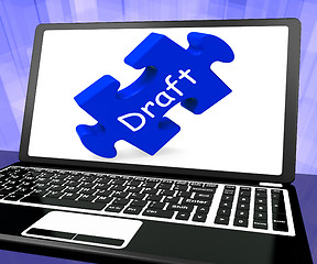 Image showing Draft Laptop Shows Online Outline Document Or Letter Email