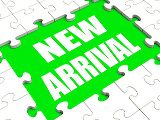 Image showing New Arrival Puzzle Shows Latest Products Announcement Arriving