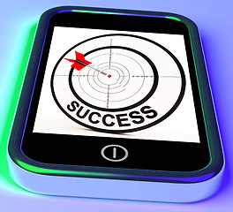 Image showing Success On Smartphone Showing Aimed Improvement