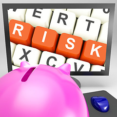 Image showing Risk Keys On Monitor Showing Investment Risks