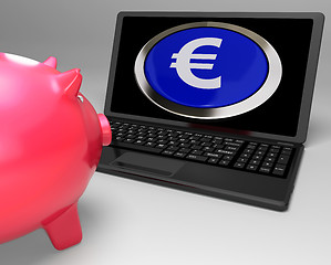 Image showing Euro Symbol Button On Laptop Showing Savings