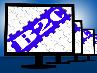 Image showing B2c On Monitors Shows Internet Business To Customer Or Consumer