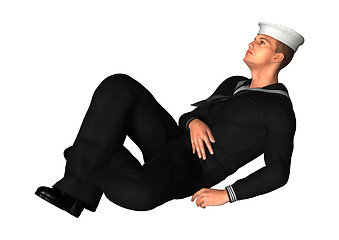 Image showing Young Seaman on White