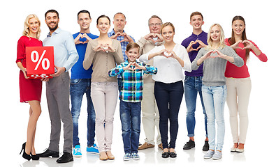 Image showing happy people with percentage sign showing heart