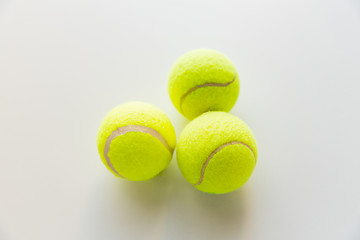 Image showing close up of three yellow tennis balls