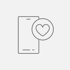 Image showing Smartphone with heart sign line icon.