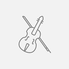 Image showing Violin with bow line icon.