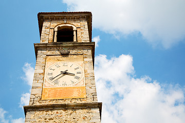 Image showing ancien clock tower in  europe  and bell