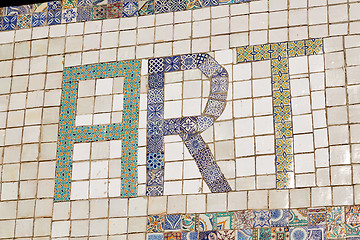 Image showing line in morocco  old tile and colorated floor ceramic abstract