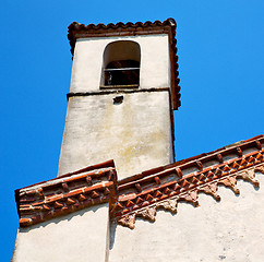 Image showing ancien clock tower in italy europe old  stone and bell