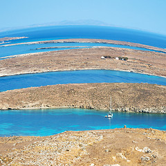 Image showing sea in delos greece the historycal acropolis and old ruin site