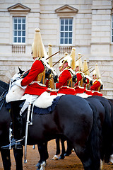 Image showing in london england horse and cavalry    the queen