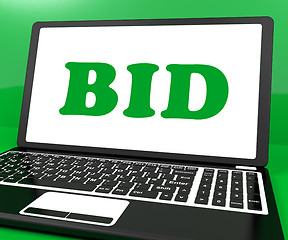 Image showing Bid On Laptop Shows Bidder Bidding Or Auction Online