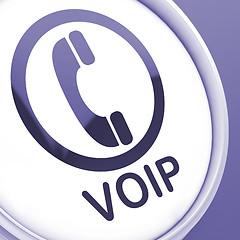 Image showing Voip Button Means Voice Over Internet Protocol Or Broadband Tele