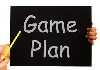 Image showing Game Plan Blackboard Means Strategies And Tactics