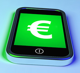 Image showing Euro Sign On Phone Shows European Currency