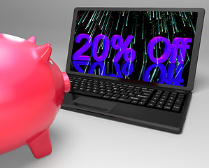 Image showing Twenty Percent Off On Laptop Shows Discounts