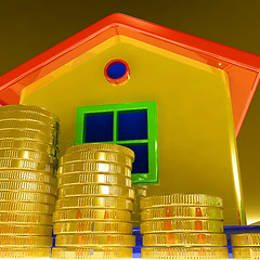 Image showing Coins Around House Showing Paying Rent