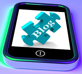 Image showing Blog On Phone Shows Mobile Blogging Or Weblog Website