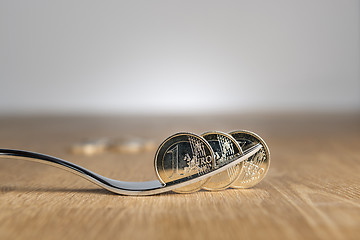 Image showing Euro coins on spoon