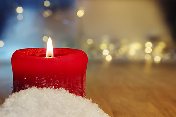 Image showing red burning candle background