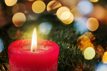 Image showing red candle with branch