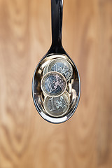 Image showing Euro coins on spoon