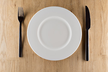 Image showing plate, knife and fork