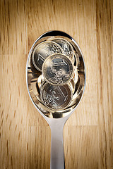 Image showing Euro coins on spoon