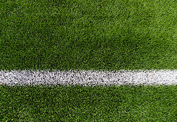 Image showing close up of football field with line and grass