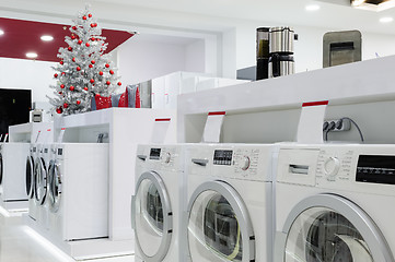 Image showing Home appliances in the store at Christmas