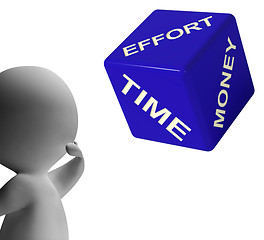 Image showing Effort Time Money Dice Representing Ingredients For Business Pro