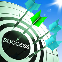 Image showing Success On Dartboard Showing Accomplished Progress