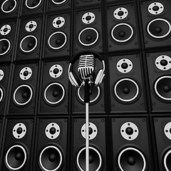 Image showing Microphone And Speakers Show Music Performance Concert Or Entert