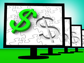 Image showing Dollar Symbol On Monitors Showing American Finances